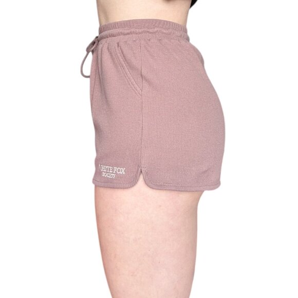White Fox Boutique Brown Waffle Shorts Adjustable Waist Women Small - Picture 2 of 8